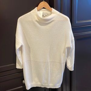 Kinross NWT 100% Cashmere Textured Funnel Neck Sweater/Blanco